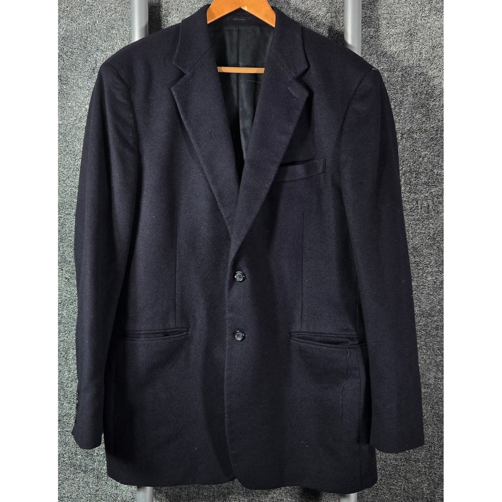 Express Mens Navy Blue Wool Cashmere Blend Two Button Blazer Jacket XL